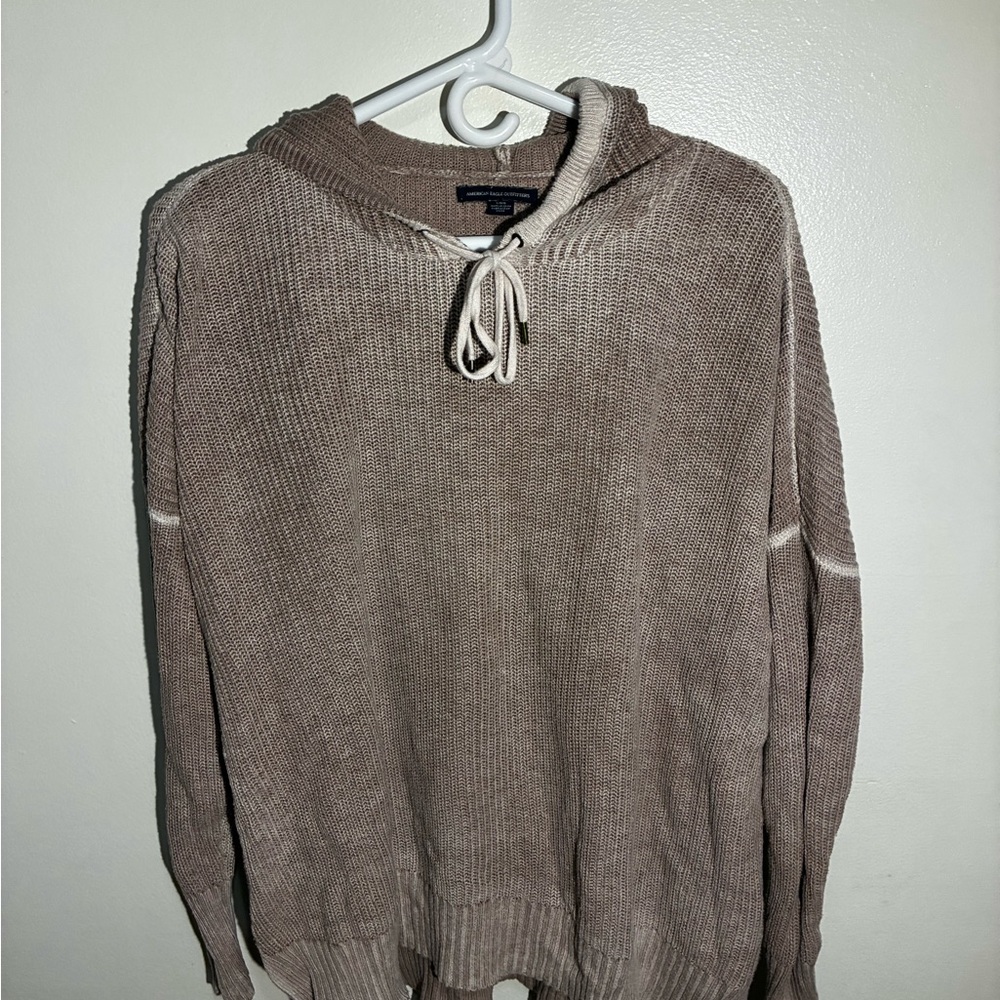 American Eagle Outfitters pink distressed Hooded Sweater